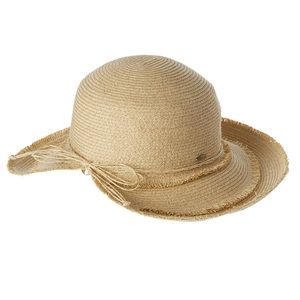 Scala Tan Woven Face Saver Fringe Sun Hat